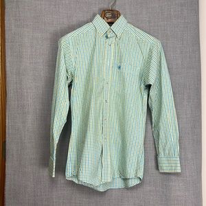 Ariat Pro Series Fitted Long Sleeve Button up Shirt green Western Cowboy Shirt